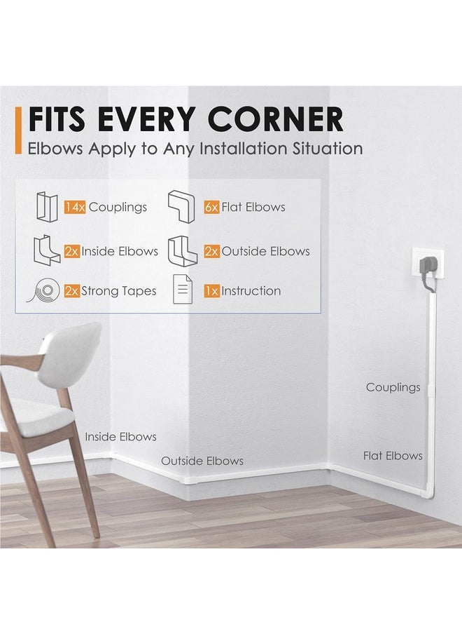 Delamu Delamu 254in Cord Covers for Wires on Wall, One-Cable Cord Hider, Cable Hider Wire Covers for Cords on Wall, Easy-to-Install Cables Cover Raceway, Cable Management Kit, 15x L16.9in W0.59 H0.4in, White  - Image 3