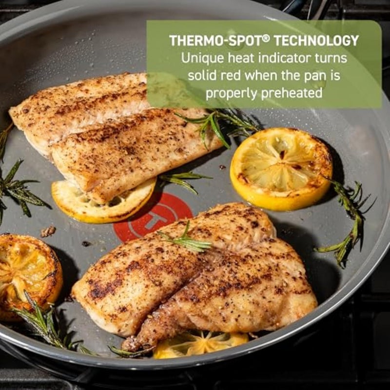 T-fal Preserve Ceramic, Ceramic Non Stick Fry Pan 12 Inch, Oven Broiler Safe 350F, Inoceram Glide Technology, Even Heat Base, Nonstick Cookware, Pots and Pans, Kitchen Frying Pan, Skillet, Black - Image 5