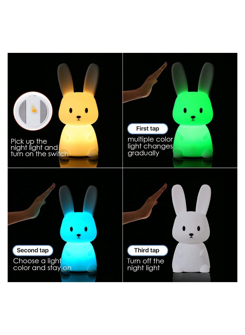 Y&D Night Light for Kids, Cute Bunny Gifts Kids Room Nursery Baby Bedroom Toddler Teen Girls Kawaii Decor, Rechargeable Silicone Lamp with 3 Hours Time & 7 Colors  - Image 3