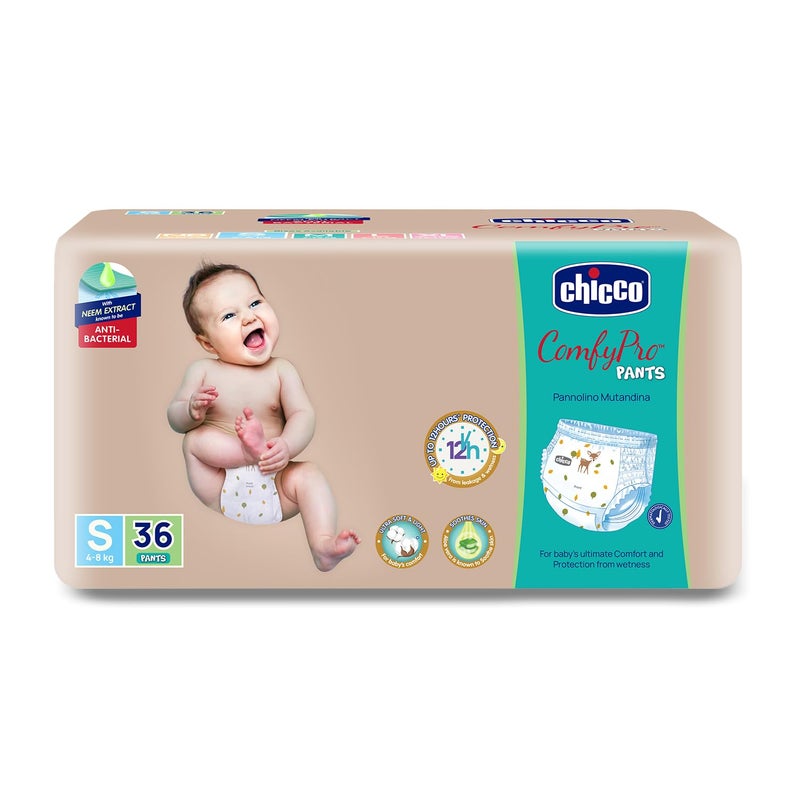 Chicco Comfy-Pro Pant Style Baby Diapers | Anti-bacterial benefits | Ultra Soft & 12hrs protection | Wetness indicator & Disposing Tapes - Small, 36 Count, 4-8 Kg - Image 5