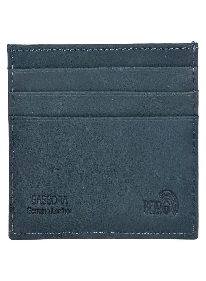 Sassora Premium Leather Slim Pocket Friendly Card Holder (Blue) - Image 5