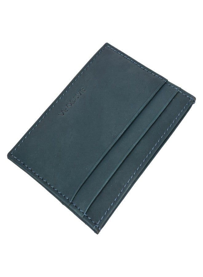 Sassora Premium Leather Slim Pocket Friendly Card Holder (Blue) - Image 2