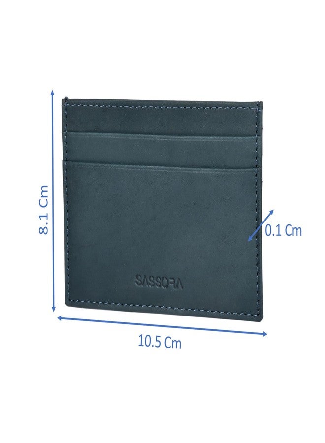 Sassora Premium Leather Slim Pocket Friendly Card Holder (Blue) - Image 4