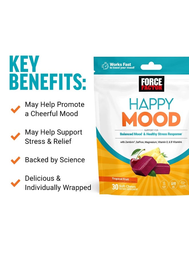 Force Factor Force Factor, Happy Mood, Tropical Fruit, 30 Soft Chews  - Image 3