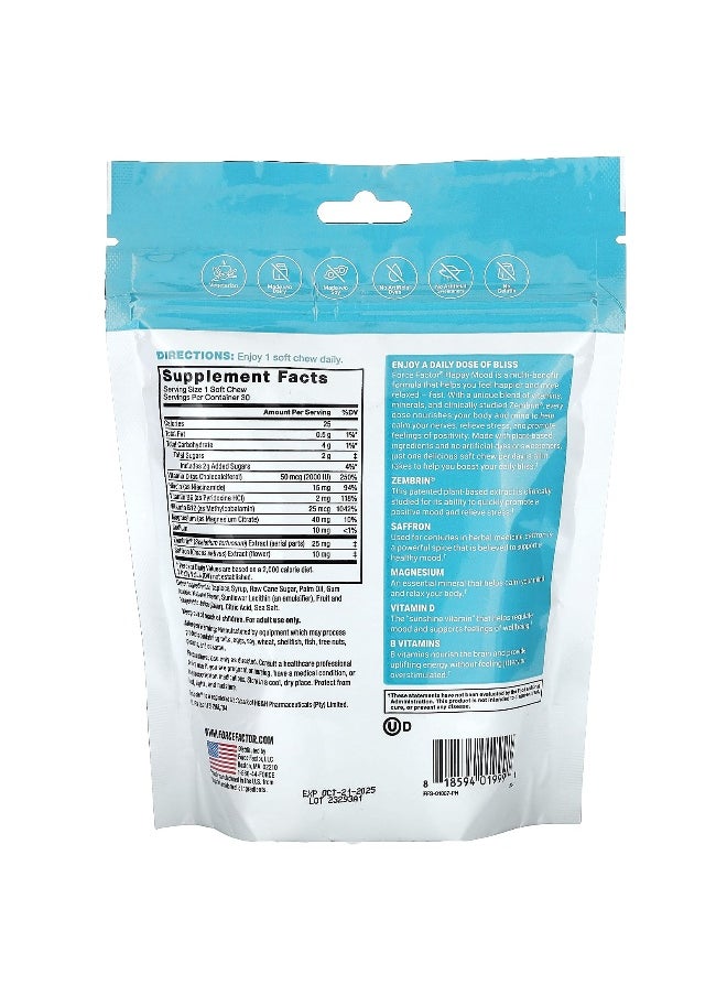 Force Factor Force Factor, Happy Mood, Tropical Fruit, 30 Soft Chews  - Image 2