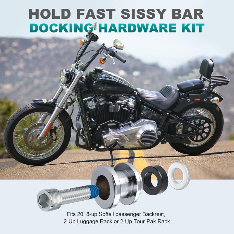 MoKitDora Hold Fast Sissy Bar Docking Hardware Kit for Harley 2018-later Softail Models, Chrome - Image 2