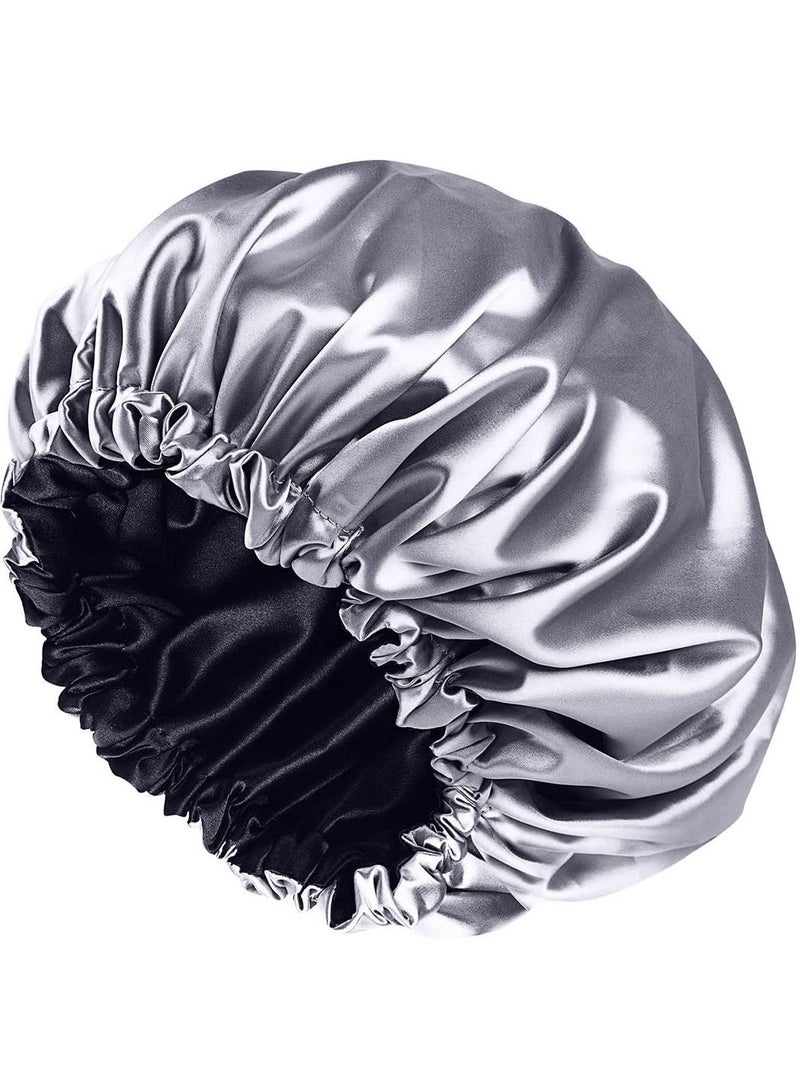 ORiTi Shower cap for women,Luxury Silk Lined Shower Cap, Machine Washable, Adjustable Size Reusable,Large Satin Shower Cap for all hair - Image 1