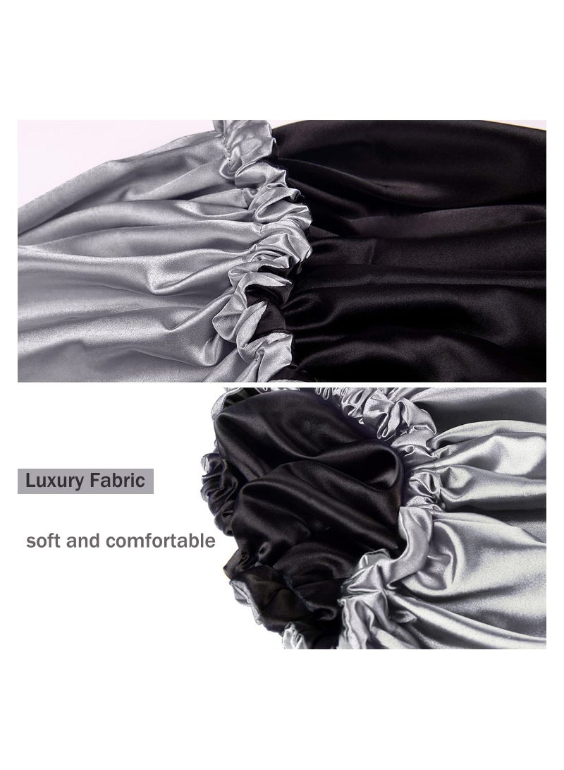 ORiTi Shower cap for women,Luxury Silk Lined Shower Cap, Machine Washable, Adjustable Size Reusable,Large Satin Shower Cap for all hair - Image 2