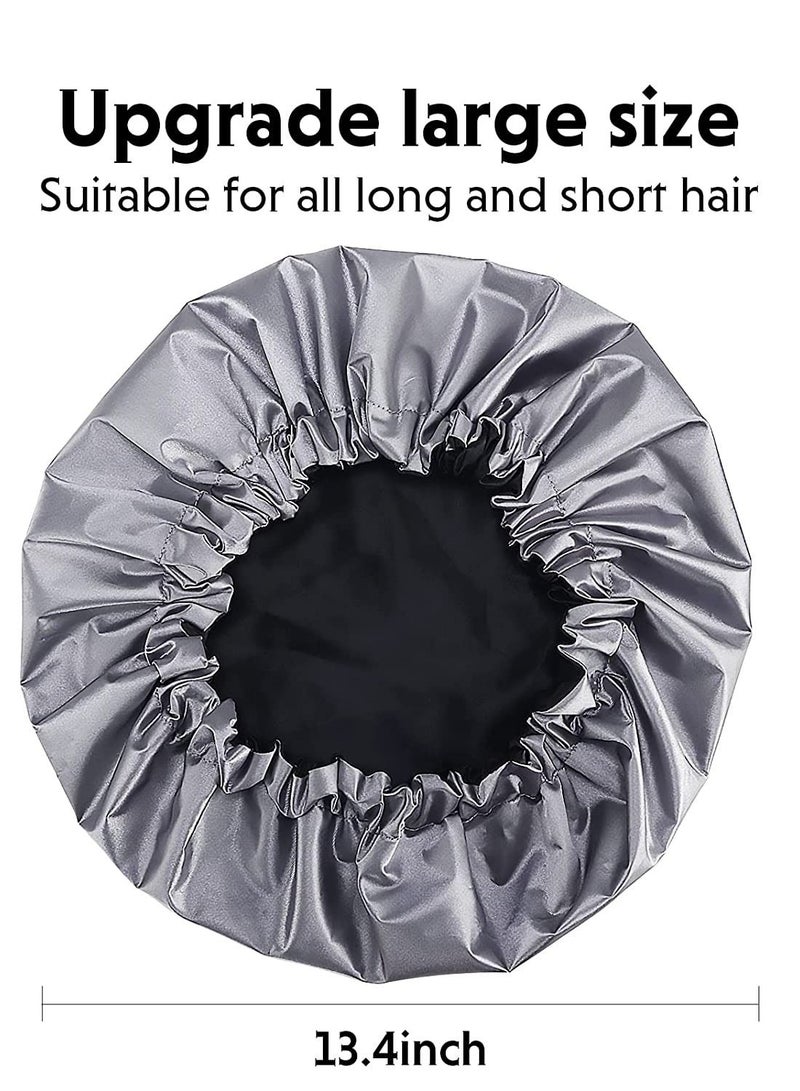 ORiTi Shower cap for women,Luxury Silk Lined Shower Cap, Machine Washable, Adjustable Size Reusable,Large Satin Shower Cap for all hair - Image 5