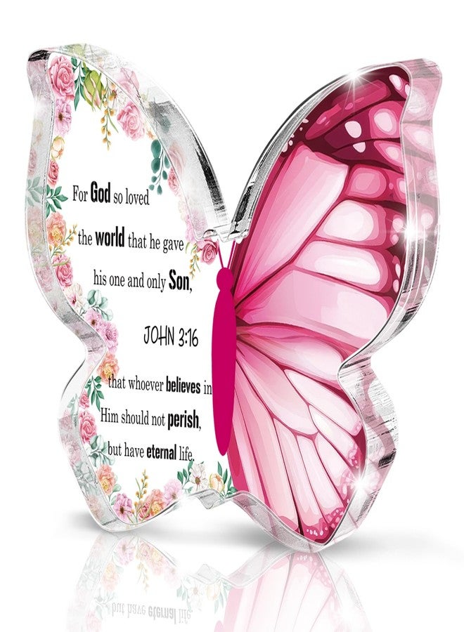 SHLINCO Bible Verse Proverbs 3:16 Sign - Christian Gifts for Women - Butterfly Acrylic Sign Prayer Room Decor - Desk Decor for Home Office Table Shelf Decorations - Image 1