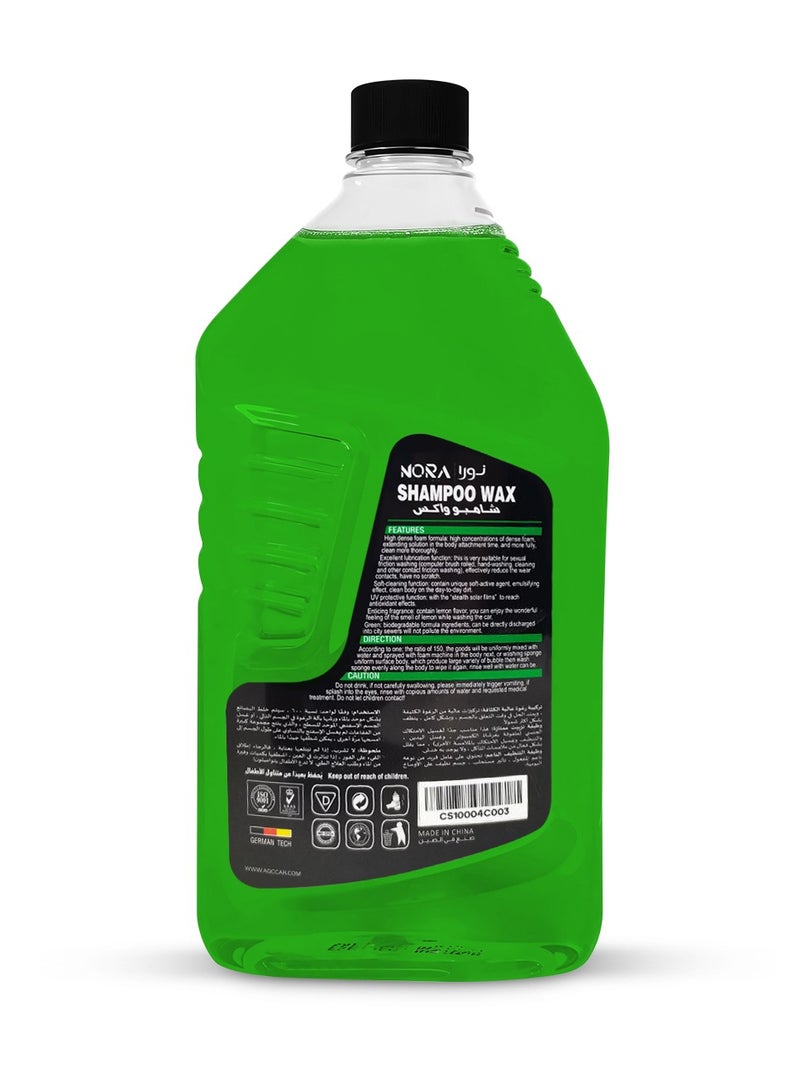 NORA Car Shampoo Wax 1L (N-205) – Thick Cleaning Foam for Deep Car Wash | Wash & Wax in One Step, UV Protection, Acid Rain & Paint Guard, High Foam Formula, Lemon Fragrance, Safe for Car Exterior, Painted Panels, Tyres, Plastic & Vinyl Parts - Image 2
