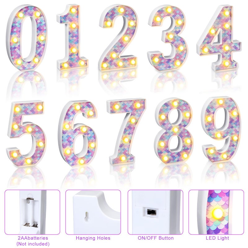 Glooglitter Mermaid Birthday Party Decoration, Decorative LED Glowing Numbers Mermaid Theme Marquee Digital Lights Table Centerpiece for Kids Under The Sea Birthday Baby Shower Party Decoration(4) - Image 5