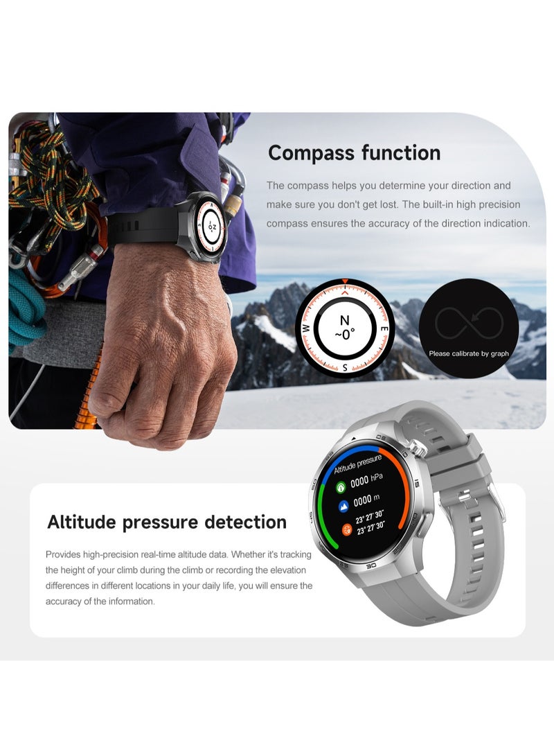 RollsTimi  Men's Smart Watch, Fashion Business Watch, 1.53-Inch High-Definition Screen, Bluetooth Call(Answer/Make), NFC Access Function, Voice Assistant, Health Monitoring, Waterproof Sports Watch, WATCH5MAX Steel Band Silver - Image 5