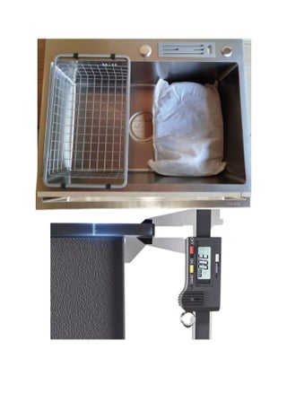 Handmade kitchen sink, 70 x 45 cm, thickness 3.3 mm, including cup washer, drainer, wood, drainer, and filter faucet