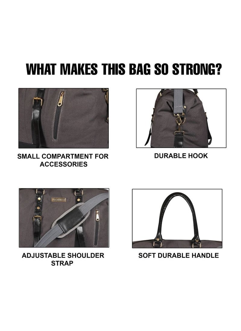 MOUNTHOOD - MOUNTHOOD Duffel / Duffle Bag for Men and Women - Premium Quality Long Lasting Canvas with Faux Leather - Polaris Dark Gray - Image 1