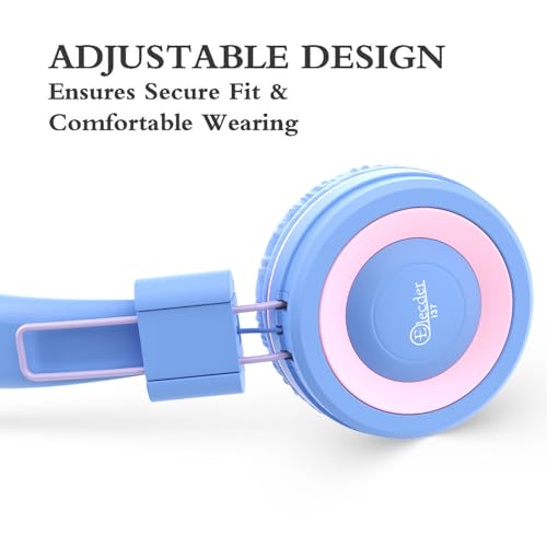 ELECDER i37 Kids Headphones for School Children Girls Boys Teens Foldable Adjustable On Ear Wired Headphones with 3.5mm Jack for Smartphones Chromebook Laptop Computer PC Tablets Trave, Purple/Pink - Image 5