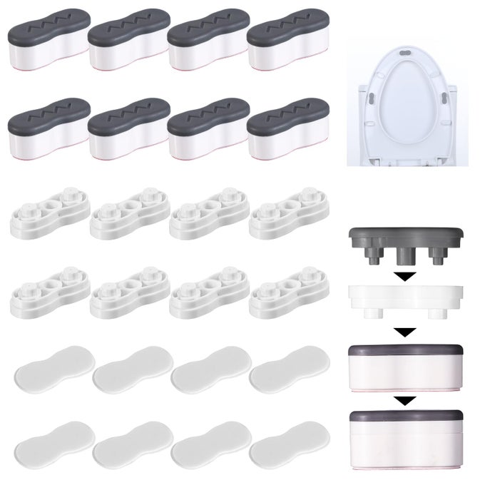 8 PCS UNIVERSAL TOILET SEAT HEIGHT-INCREASING PADS BIDET TOILET SEAT BUMPERS SELF ADHESIVE TOILETS SEATS BUFFER ADJUSTMENT TOILETS SEATS RISERS SPACERS WITH 2 HEIGHTS ADJUSTMENT