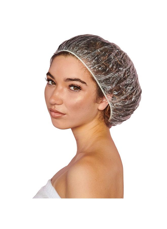 Colortrak Professional Bouffant Processing Caps, Single Use, Contain Hair During Perms, Conditioners, Relaxers, and Coloring, 21 Inch Diameter, Clear Plastic, Usable as Shower Cap, 100 Per Pack - Image 1