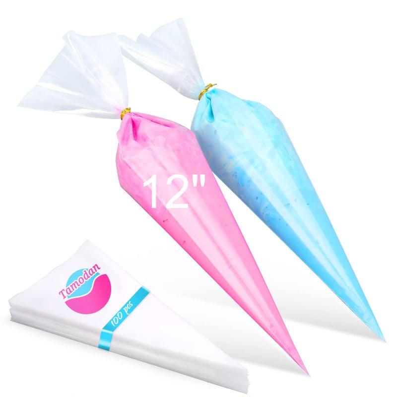 Tamodan 12 Inches Side Not Bursting Piping Bag 100 Pcs ExplosionProof Cracked Thickened Pastry Bags Disposable Are Suitable for pastry making