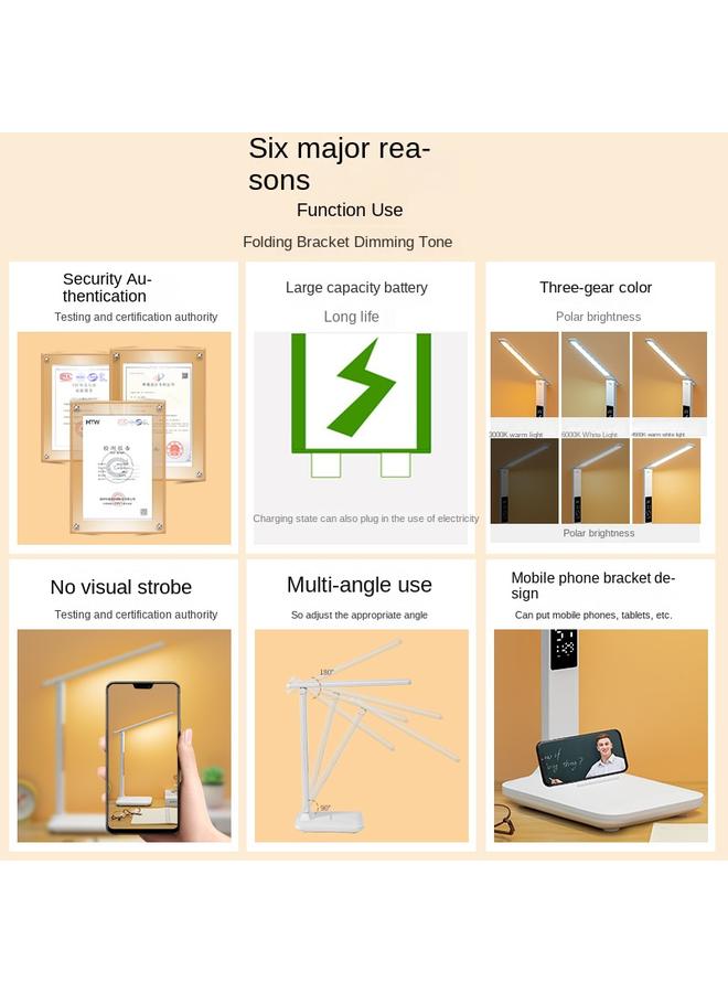 Bluejw Source Folding Learning Special Eye Protection Desk Lamp Nightlight Dormitory Charging Student Bedside Reading Lamp - Image 5
