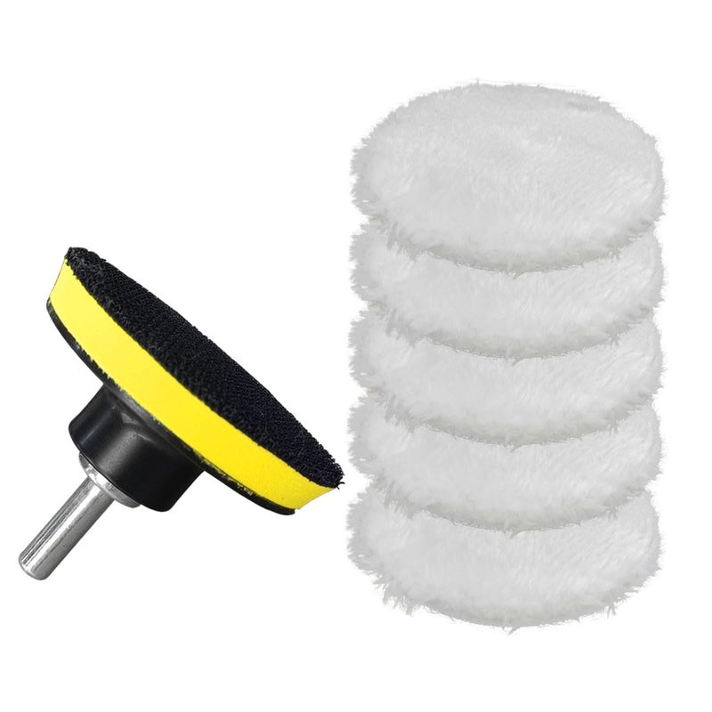 BDZMC 7PCS 3 Inch Wool Polishing Buffing Pad Polisher Buffer Drill Attachment with Hook and Loop Back M10 Drill Adapter Car Buffing Wheel Pads for Waxing Detailing Polishing - Image 3