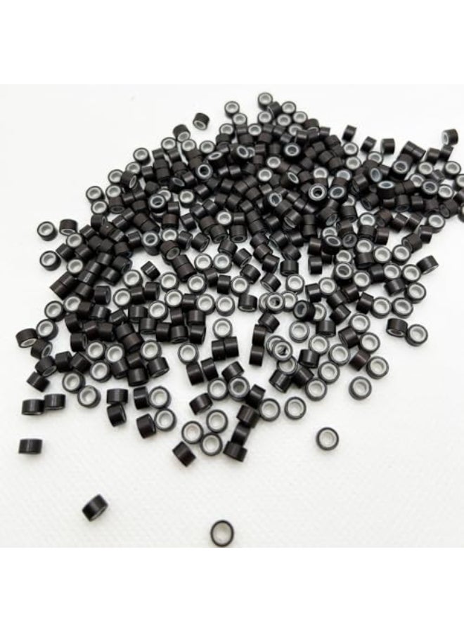 Peiyulex Hair Extension Beads Microlink Beads 5mm Silicon Beads for Hair ExtensionsSilicone Lined Micro Links Rings Beads Hair Feather Extensions Black 500pcs - Image 3