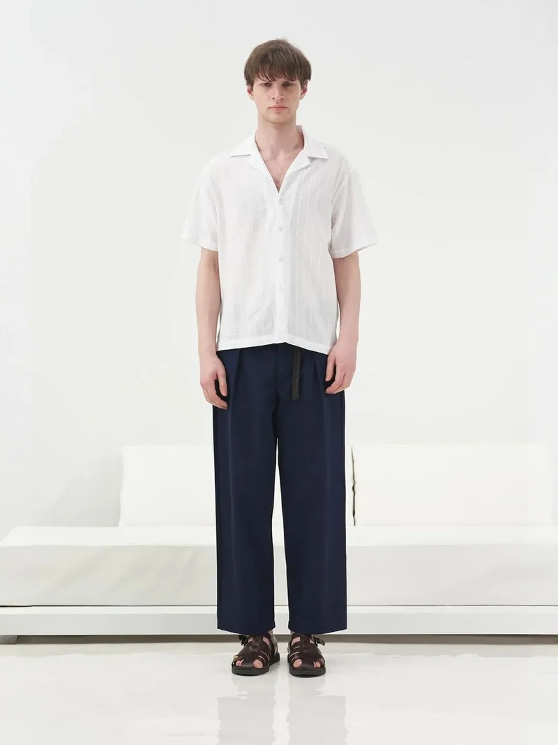 Giesto White GIESTO Short Sleeve Textured Cotton Shirt for Men | Best Price UAE