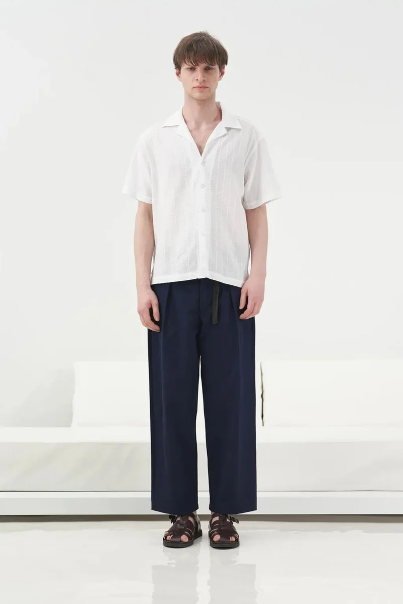Giesto White GIESTO Short Sleeve Textured Cotton Shirt for Men | Best Price UAE