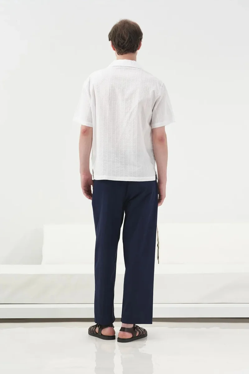 Giesto White GIESTO Short Sleeve Textured Cotton Shirt for Men | Best Price UAE