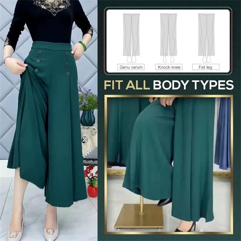comfrt Kittifly Pants, [Cool and Slim] Stylish Gauchos and Palazzo Pants, Kittifly Widepants-Navy||XL - Image 2