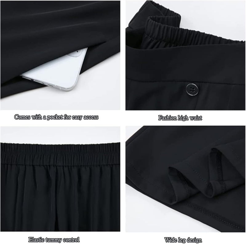 comfrt Kittifly Pants, [Cool and Slim] Stylish Gauchos and Palazzo Pants, Kittifly Widepants-Navy||XL - Image 5