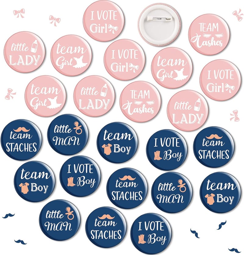 Epakh 80 قطعة أزرار كشف الجنس فريق ولد بنت دبابيس ملابس كشف الجنس أزرار حفلة استحمام الأطفال أفكار ألعاب حفلات أزرار خلفية لوازم حفلات 15 بوصة - Image 1