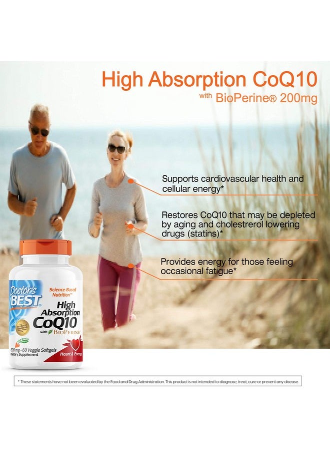 Doctor's BEST - High Absorption Coq10 With Bioperine Vegetarian Gluten Free Naturally Fermented Heart Health & Energy Production 200 Mg 60 Veggie Softgels - Image 1