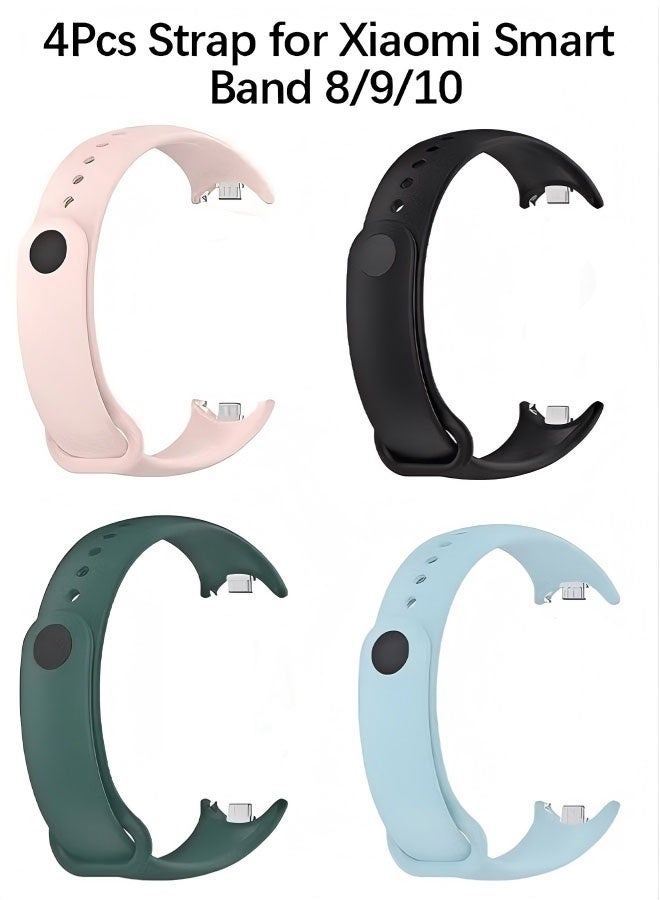 Happy D 4-piece replacement strap for Xiaomi Smart Band 8/9/10,Soft Silicone Clip Replacement Band For Xiaomi Mi Band 8/9/10 - Image 1
