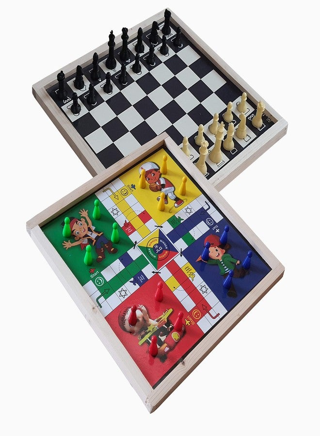 JLG Magnetic 2 in 1 Board Chess Ludo13x13 inches Wooden Framed Games - Image 1