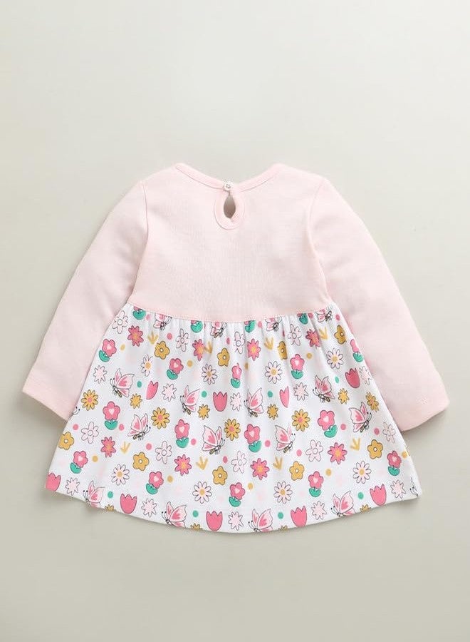 BUMZEE Baby Girls Cotton Full Sleeves Knee Length Fit & Flare Dress Pink & White - 3-6 Months (Peb10917B-pnk) - Image 2