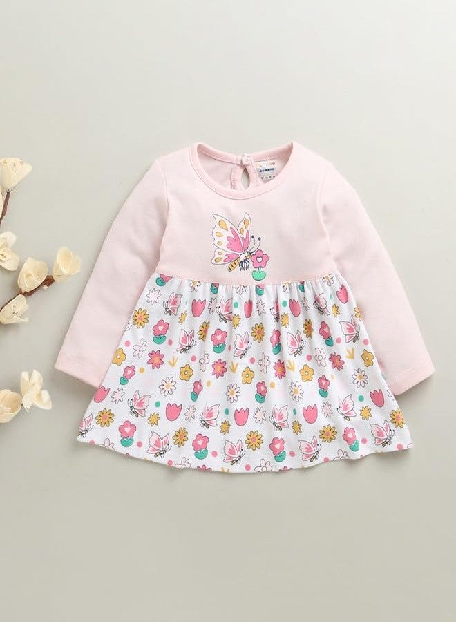 BUMZEE Baby Girls Cotton Full Sleeves Knee Length Fit & Flare Dress Pink & White - 3-6 Months (Peb10917B-pnk) - Image 5