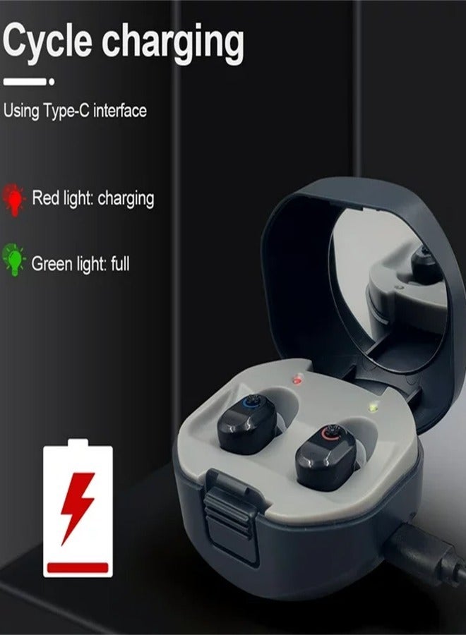 Rechargeable Noise Reduction Elderly Hearing Aid, Hearing Amplifier for Adults with Severe Hearing Loss, 16-Channel Digital Chip Sound Processing, with Magnetic Contact Charging Case, Gives You All-Day Comfort