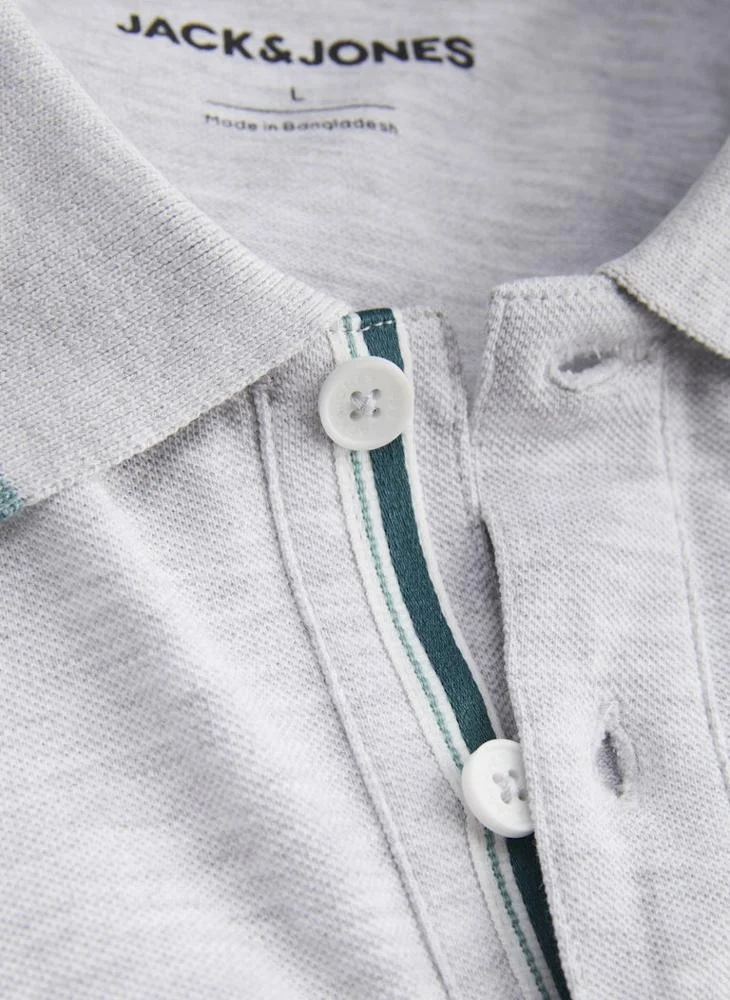 JACK & JONES White Melange Short sleeve Regular fit polo for Men | Best Price UAE