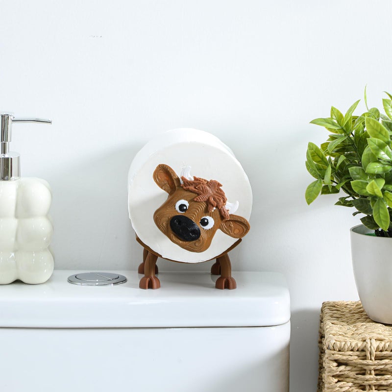 Blushtier Highland Cow Toilet Paper Holder Highland Cow Bathroom Decor 3D Printing Funny Cute Free Standing Toilets Storage for Bathroom Kitchen Bedroom Decor - Image 4