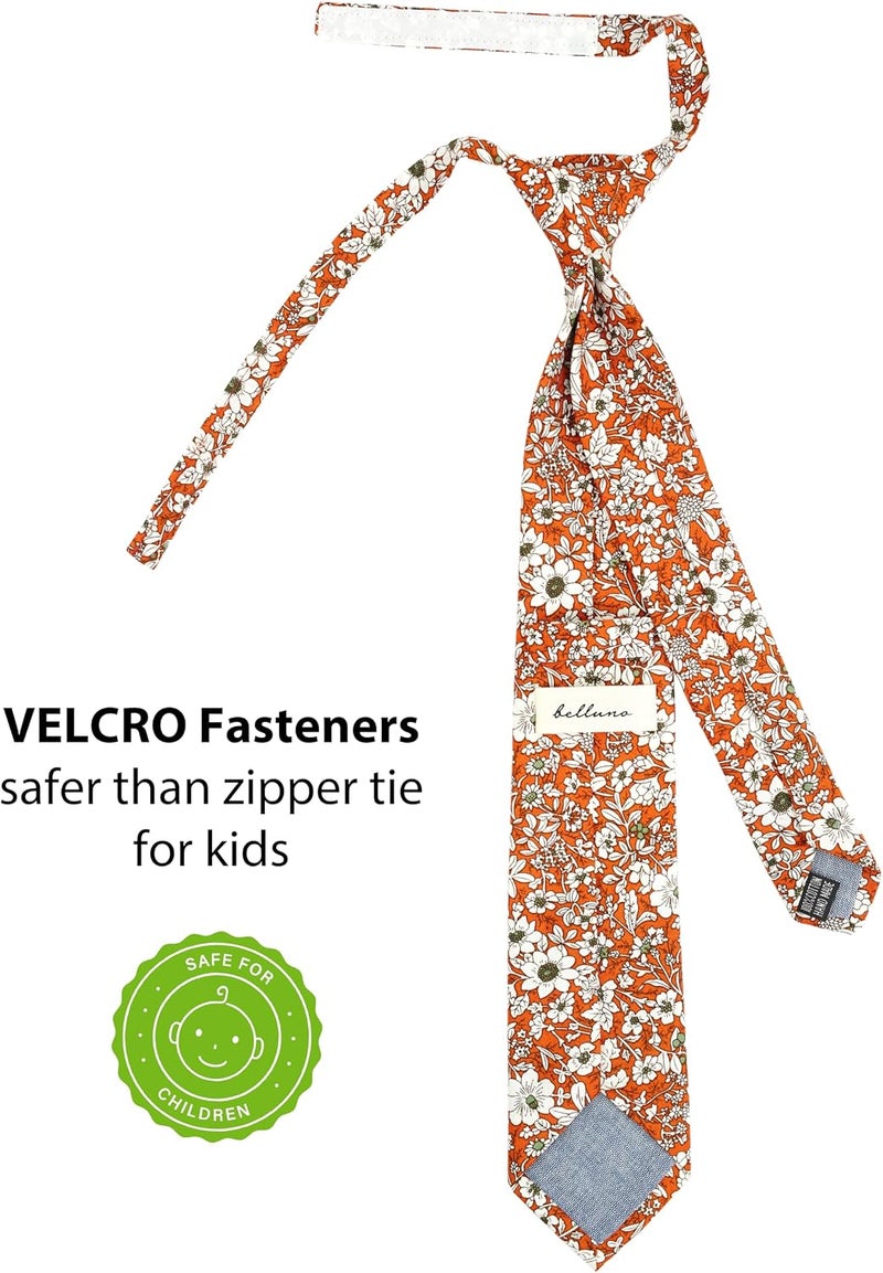 BELLUNO Boys' Floral Ties, Hook and Loop Pre-tied Flower Ties for Little Kids and Pre-teens - Image 1