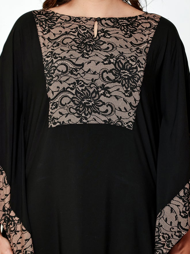 The Kaftan Company Black Printed Panel Kaftan Nightdress - Image 4
