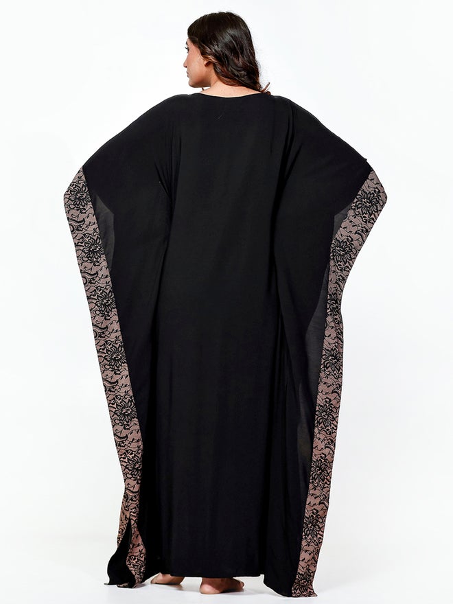 The Kaftan Company Black Printed Panel Kaftan Nightdress - Image 5
