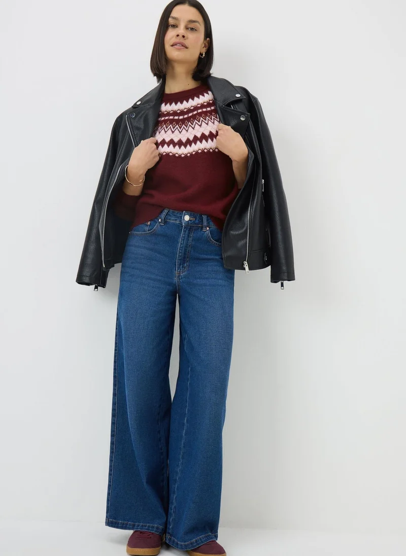 Matalan Burgundy Fairisle Jumper