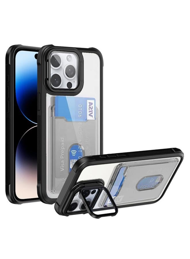 اس-توب جراب لهاتف iPhone 14 Pro Max مع حامل بطاقة من الأكريليك، جراب هاتف هجين من مادة TPU - Image 1