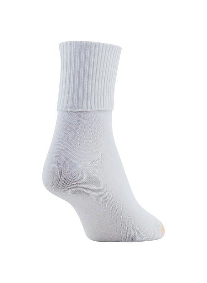 GOLDTOE Women's Classic Turn Cuff Socks, Multipairs Casual (Pack of 6), White (6-pairs), L - Image 5