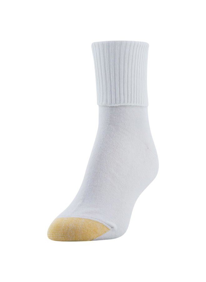 GOLDTOE Women's Classic Turn Cuff Socks, Multipairs Casual (Pack of 6), White (6-pairs), L - Image 3