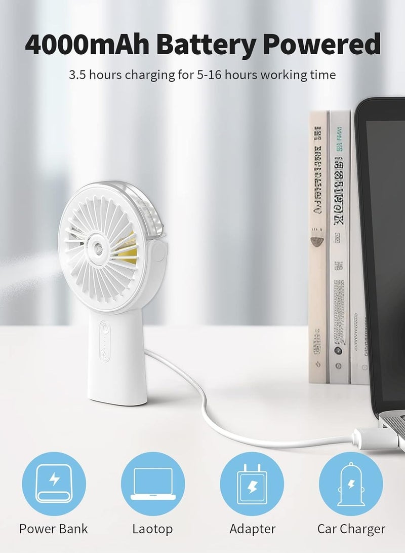 general Misting Fan Portable Handheld Fan, 4000mAh Hand Held Mist Fan Rechargeable Power Bank, 90° Adjustable Small Mister Fan, Personal Cooling Water Spray Fan - Image 4