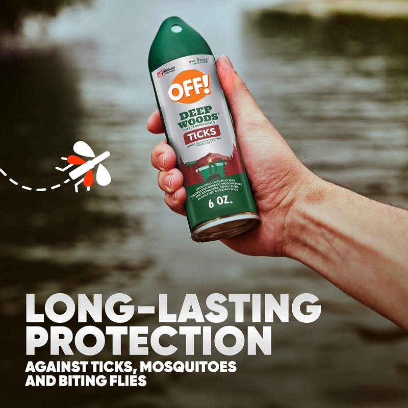 OFF! ! Deep Woods Insect Repellent Aerosol, Bug Spray with Long Lasting Protection from Ticks and Listed Bugs, 6 oz - Image 1