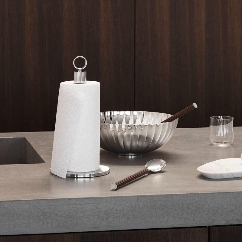 Georg Jensen طقم سلطة جورج جنسن برنادوت من الفولاذ المقاوم للصدأ مع ملاعق تقديم بمقابض من البلوط المدخن بتصميم مستوحى من سيغفارد برنادوت - Image 2